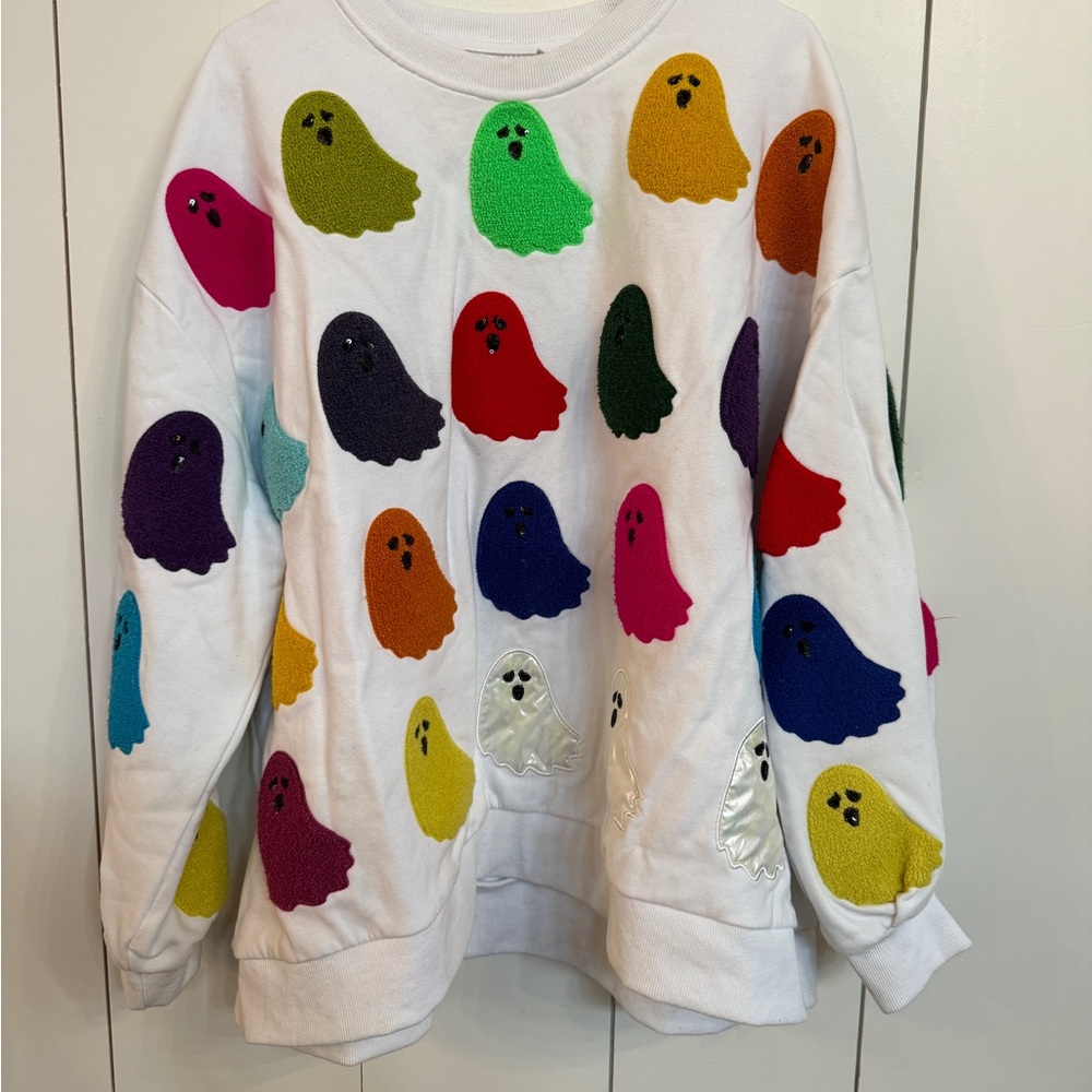 QUEEN OF SPARKLES Multicolor Ghost Sweater